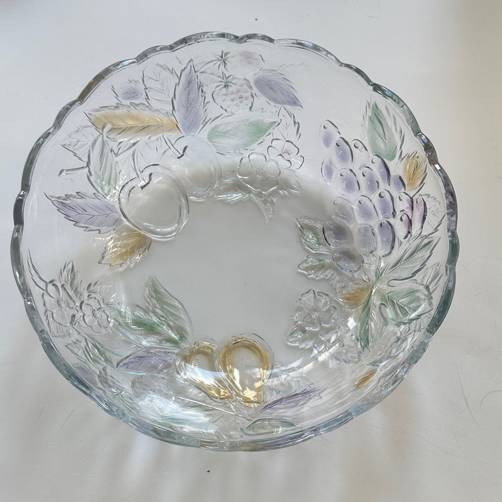 Mikasa Clear Glass Bowl with Purple and Gold Accents
